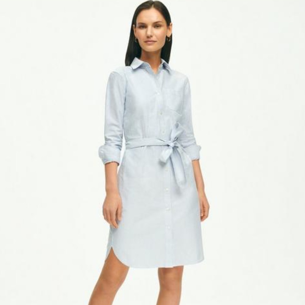 NWT Brooks Brothers Classic Fit Cotton Oxford Stripe Shirt Dress SZ 6